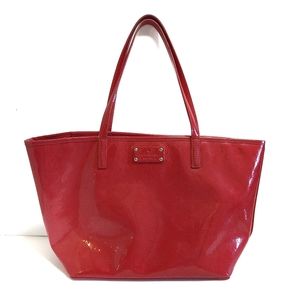 Kate Spade Red Patton Tote Shoulder Bag Lazer Cut Heart Design